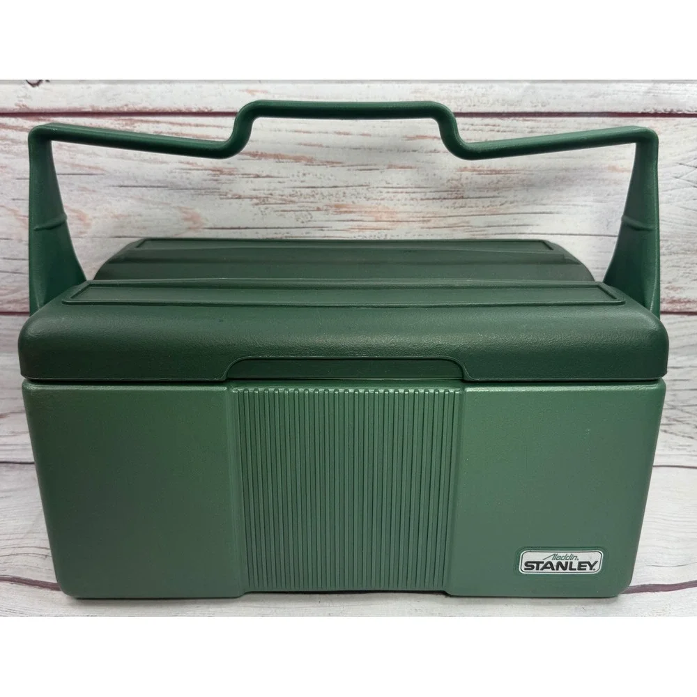 Vintage Stanley Aladdin Cooler Green Insulated Divided Lunch Box USA
